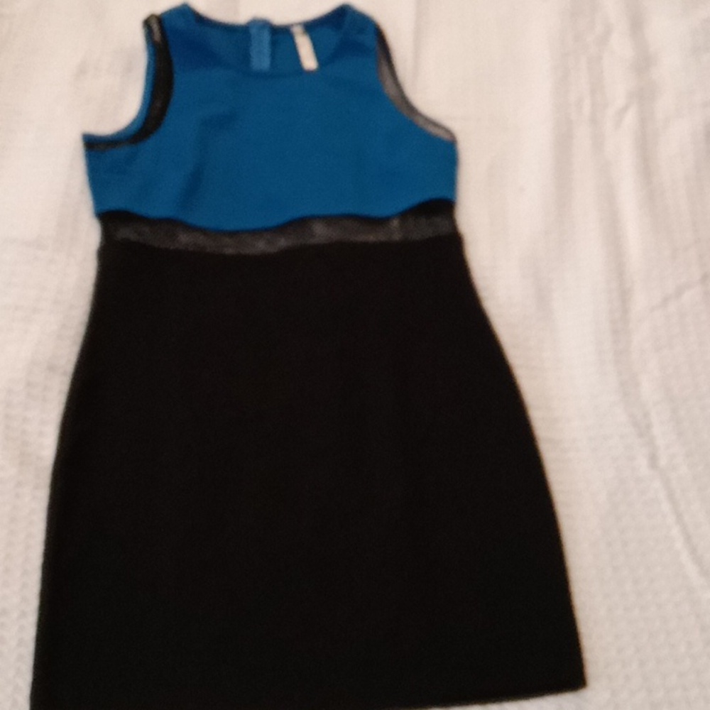 Blue and Black Sleeveless Dress - Picture 4 of 5